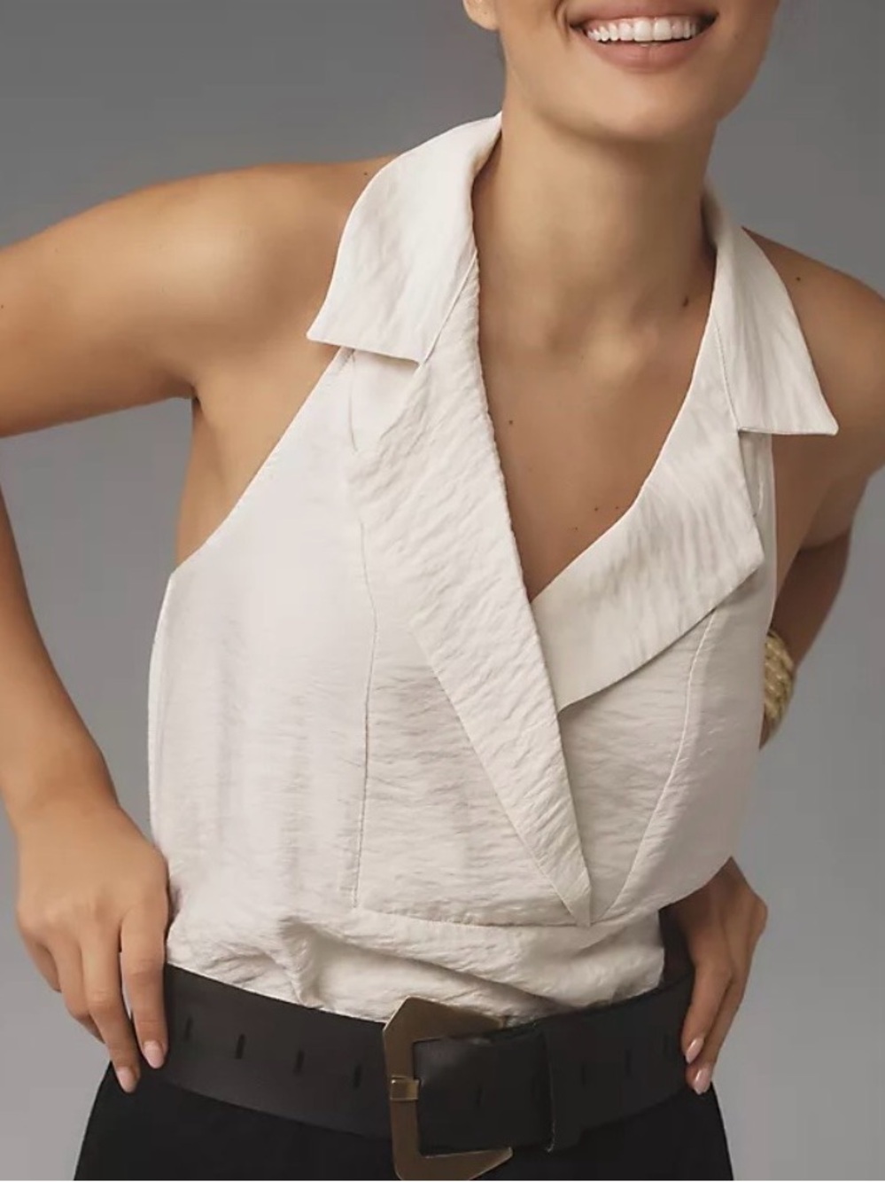 Anthropologie Dylon Sleeveless Wide-Placket Halter Top Large